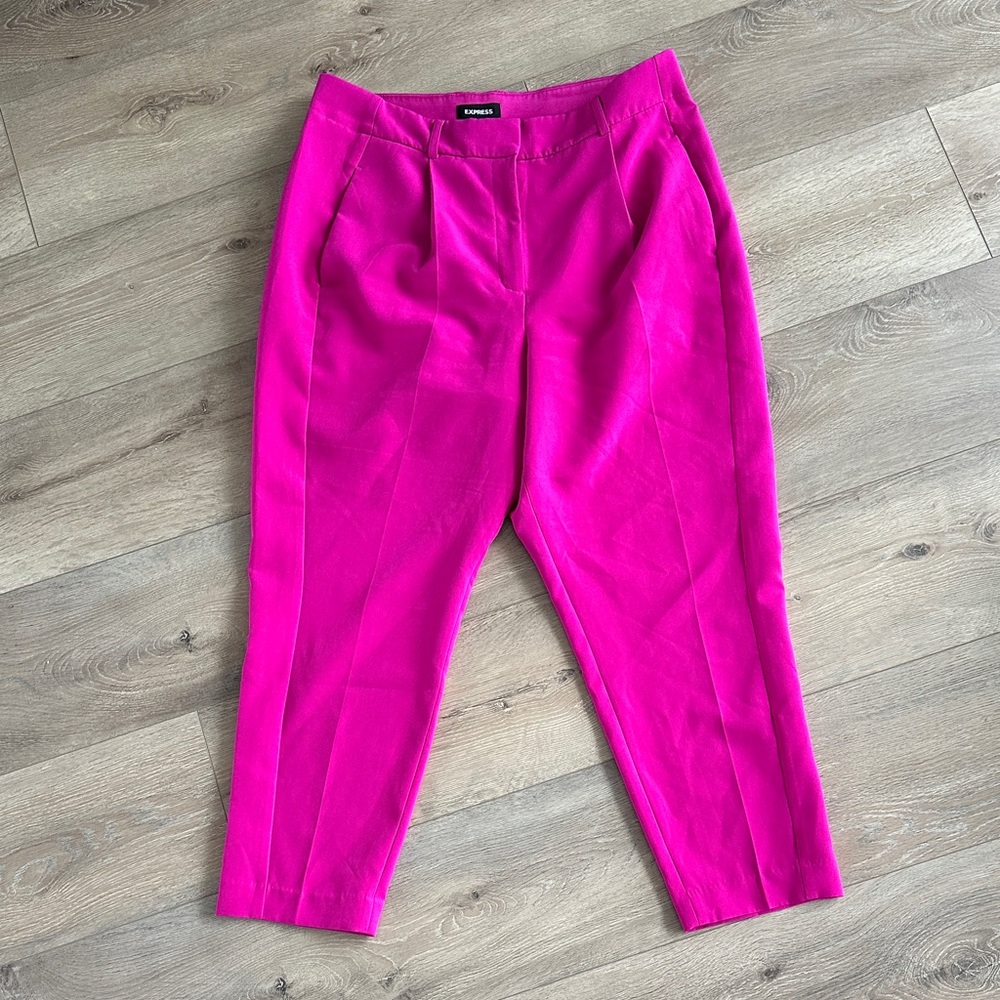 Express High-Rise Cropped Ponte Pants in Fuchsia